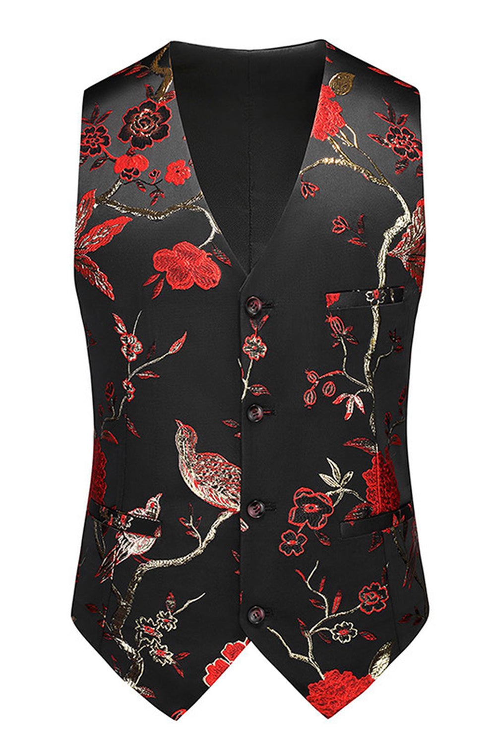 Blue Notched Lapel 3 Piece Jacquard Men's Prom Suits