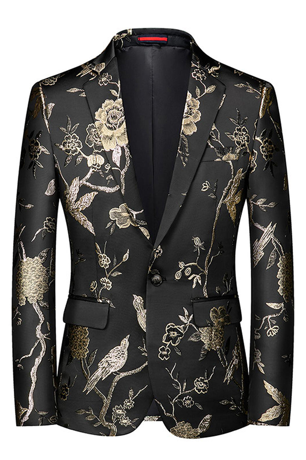 Blue Notched Lapel 3 Piece Jacquard Men's Prom Suits