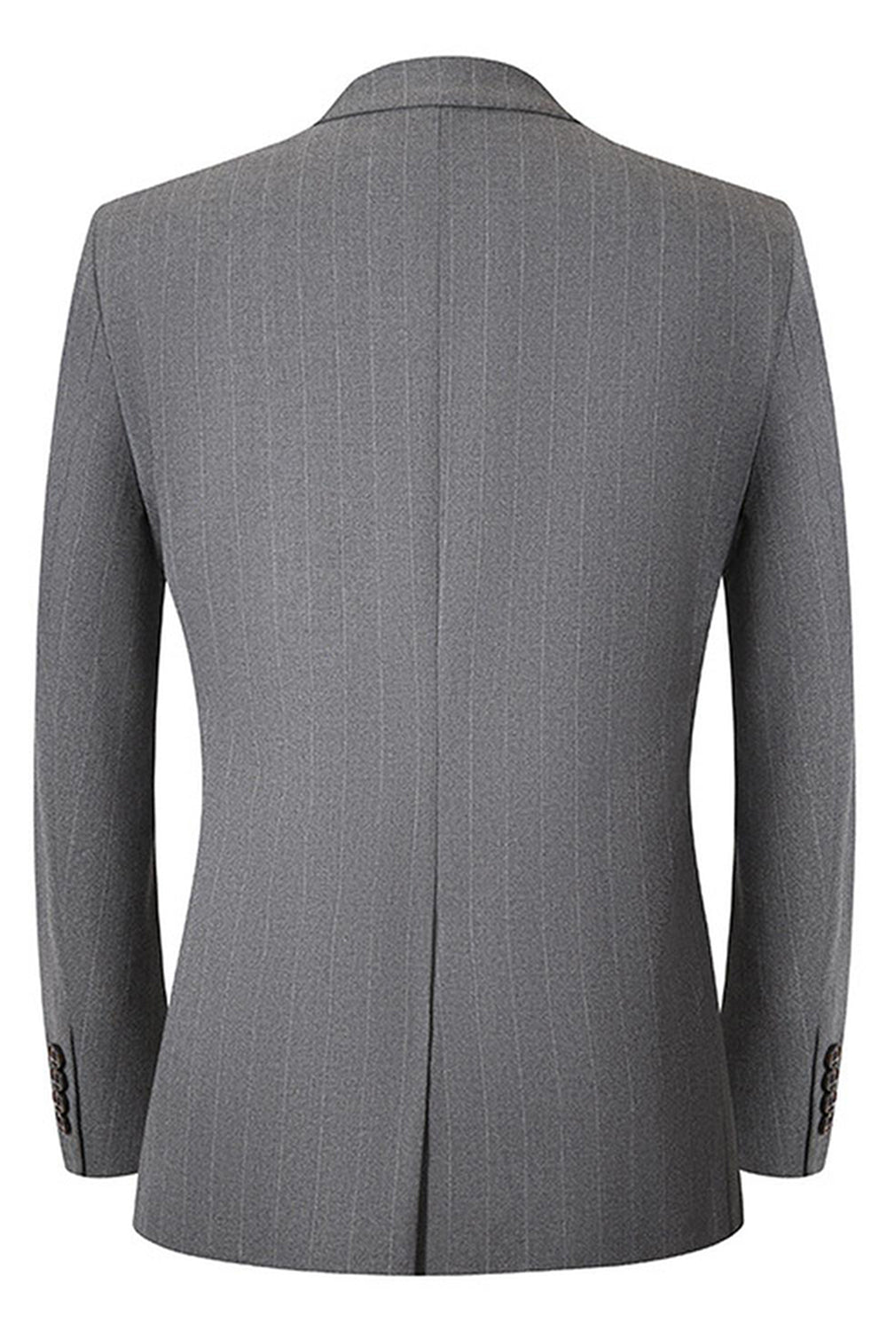 Grey Striped 2 Piece Peak Lapel Single Breasted Men's Prom Suits