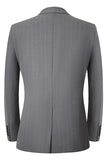 Grey Striped 2 Piece Peak Lapel Single Breasted Men's Prom Suits