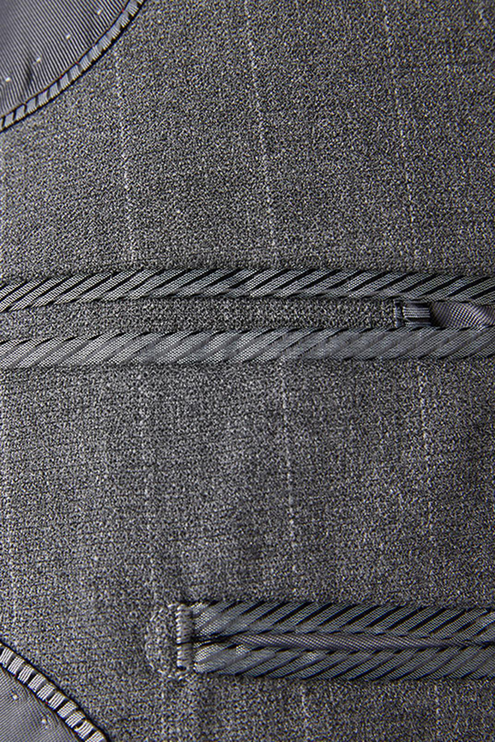 Grey Striped 2 Piece Peak Lapel Single Breasted Men's Prom Suits