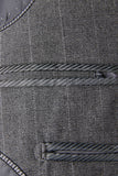Grey Striped 2 Piece Peak Lapel Single Breasted Men's Prom Suits