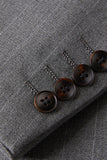 Grey Striped 2 Piece Peak Lapel Single Breasted Men's Prom Suits