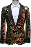 Sparkly Blue Purple Sequins Notched Lapel Men's Prom Blazer