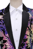 Sparkly Blue Purple Sequins Notched Lapel Men's Prom Blazer