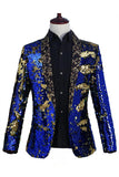 Sparkly Shawl Lapel Purple and Blue Sequins Men's Prom Blazer