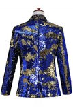 Sparkly Shawl Lapel Purple and Blue Sequins Men's Prom Blazer