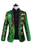Sparkly Shawl Lapel Purple and Blue Sequins Men's Prom Blazer