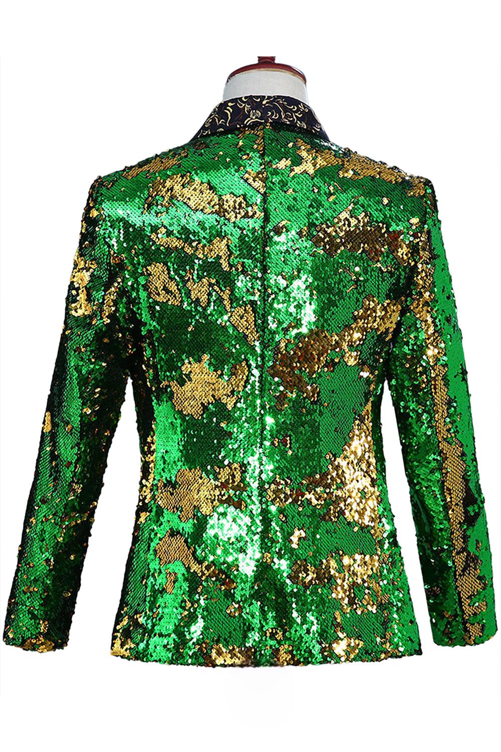 Sparkly Shawl Lapel Purple and Blue Sequins Men's Prom Blazer