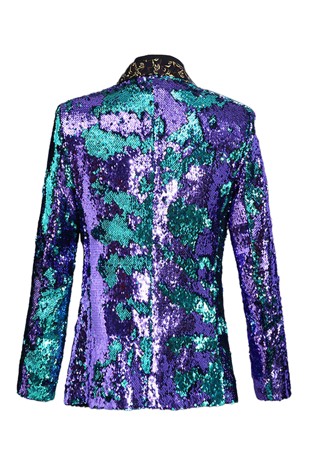 Sparkly Shawl Lapel Purple and Blue Sequins Men's Prom Blazer