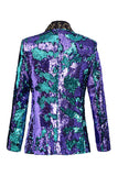 Sparkly Shawl Lapel Purple and Blue Sequins Men's Prom Blazer