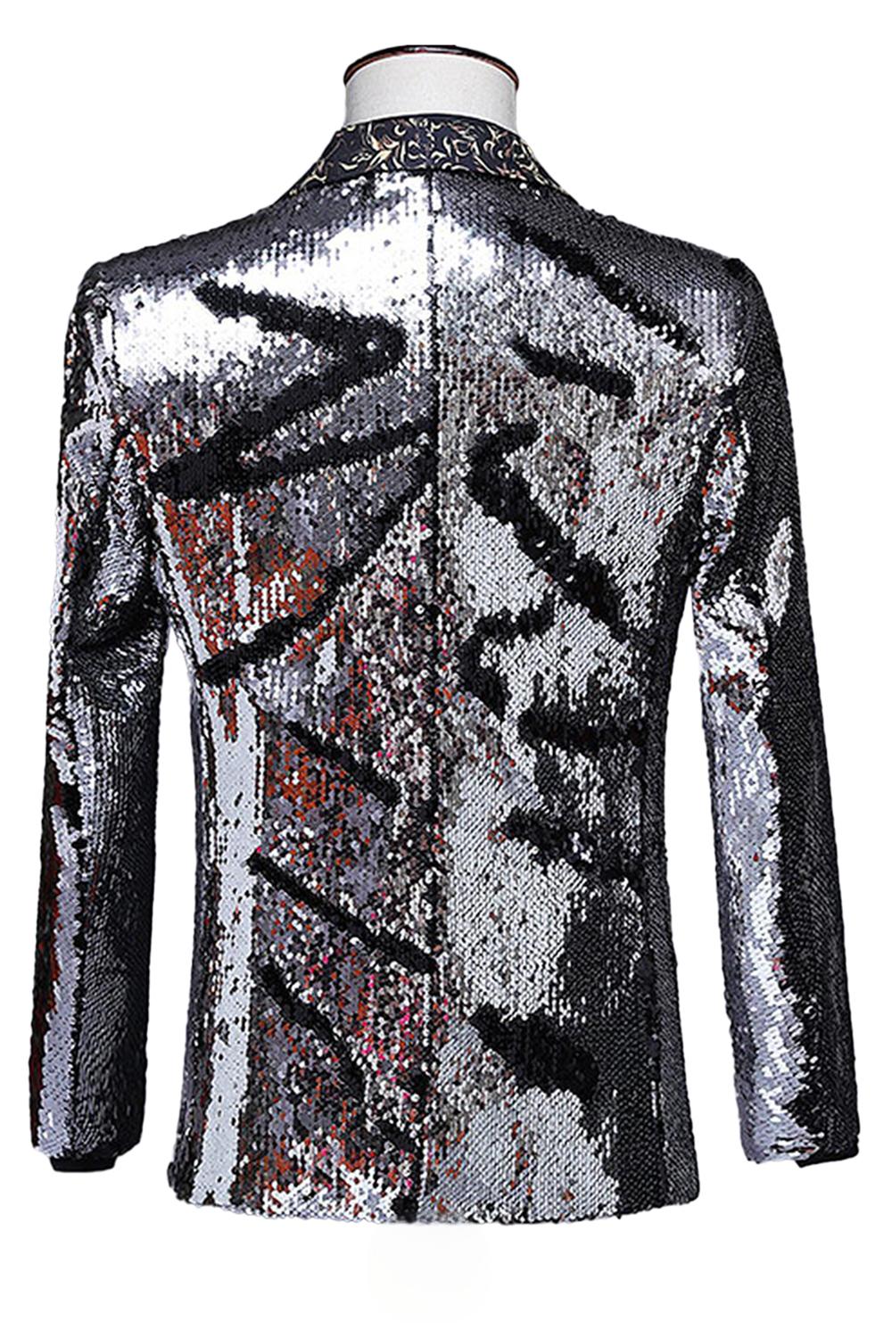 Sparkly Shawl Lapel Purple and Blue Sequins Men's Prom Blazer