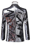 Sparkly Shawl Lapel Purple and Blue Sequins Men's Prom Blazer