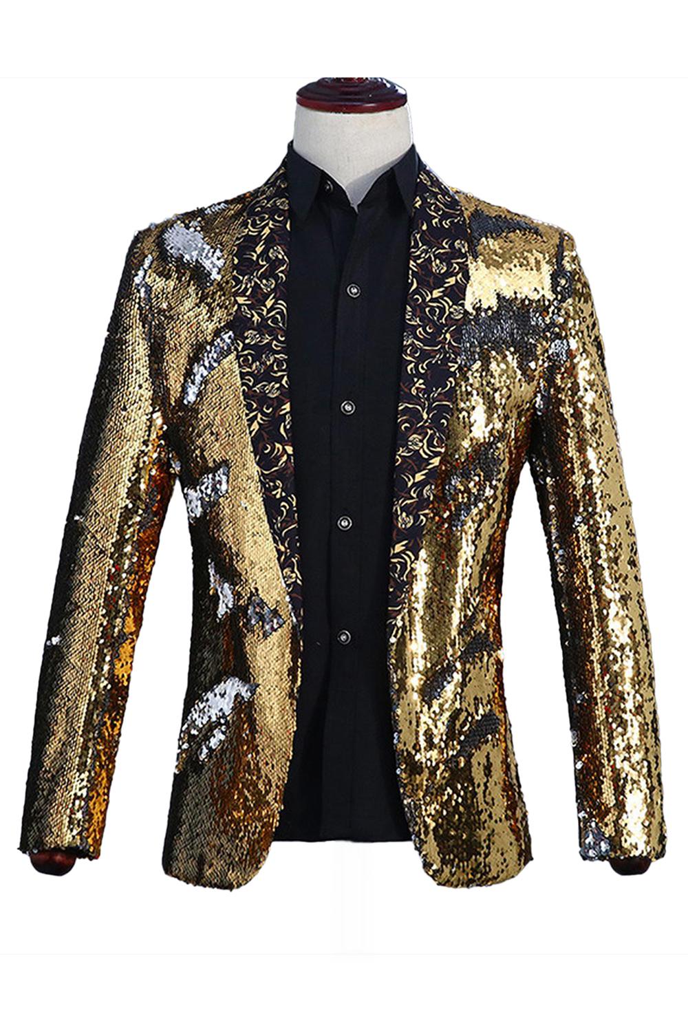 Sparkly Shawl Lapel Purple and Blue Sequins Men's Prom Blazer