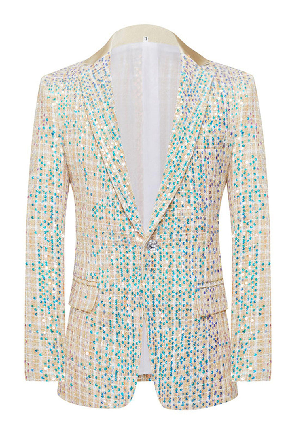 Sparkly Champagne 2 Pieces Notched Lapel Men's Prom Suits with Sequins