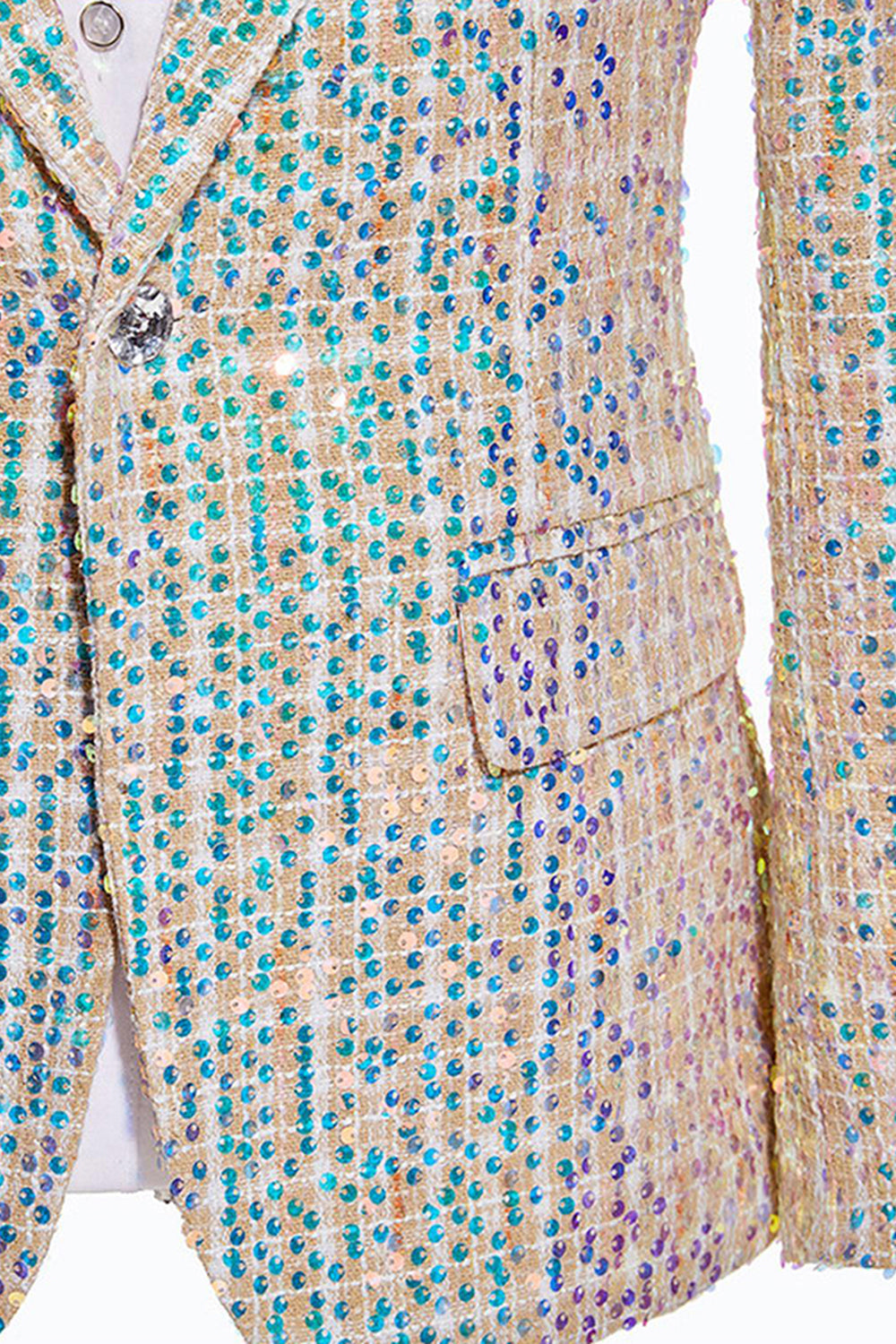 Sparkly Champagne 2 Pieces Notched Lapel Men's Prom Suits with Sequins