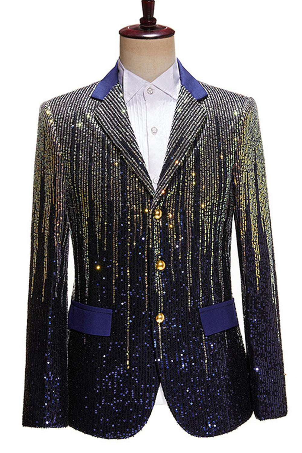 Sparkly Men's Black Sequins Lapel Prom Blazer