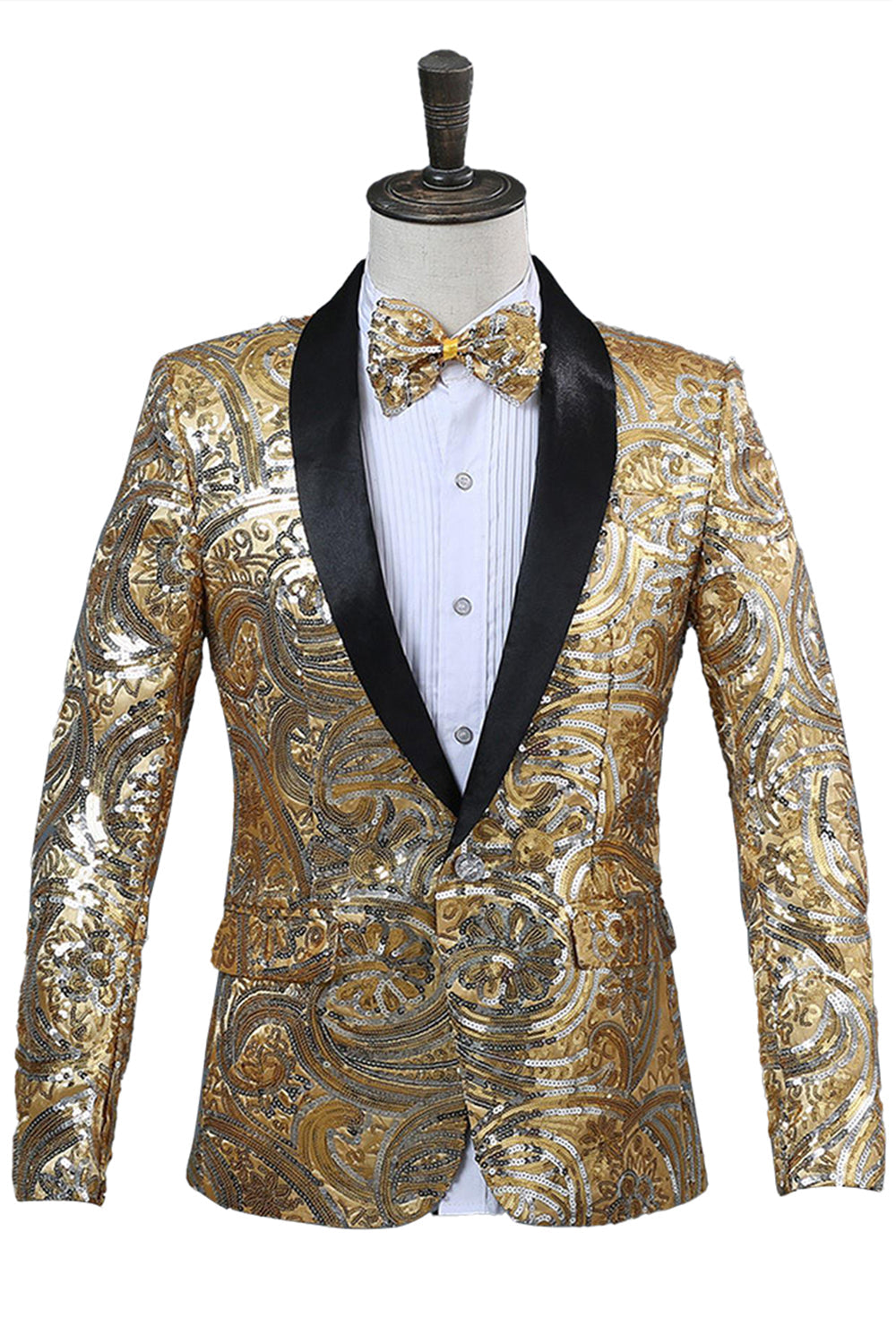 Sparkly Sequins Red Shawl Lapel Men's Prom Blazer