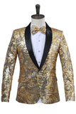Sparkly Sequins Red Shawl Lapel Men's Prom Blazer