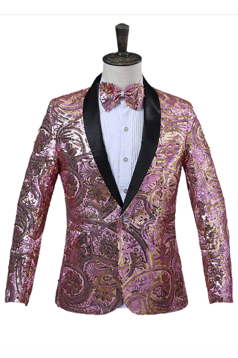 Sparkly Sequins Red Shawl Lapel Men's Prom Blazer