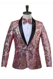 Sparkly Sequins Red Shawl Lapel Men's Prom Blazer