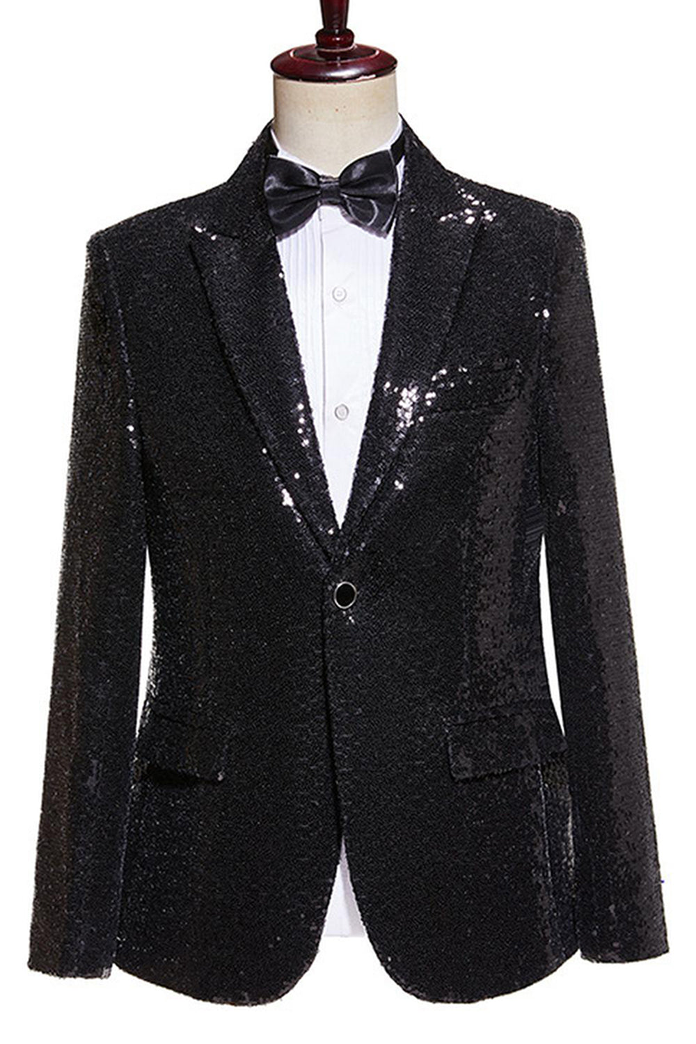 Sparkly Black Sequins 2 Pieces Peak Lapel 2 Pieces Men's Prom Suits