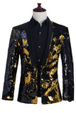 Sparkly Silver and Golden Shawl Lapel Sequins Men's Prom Blazer