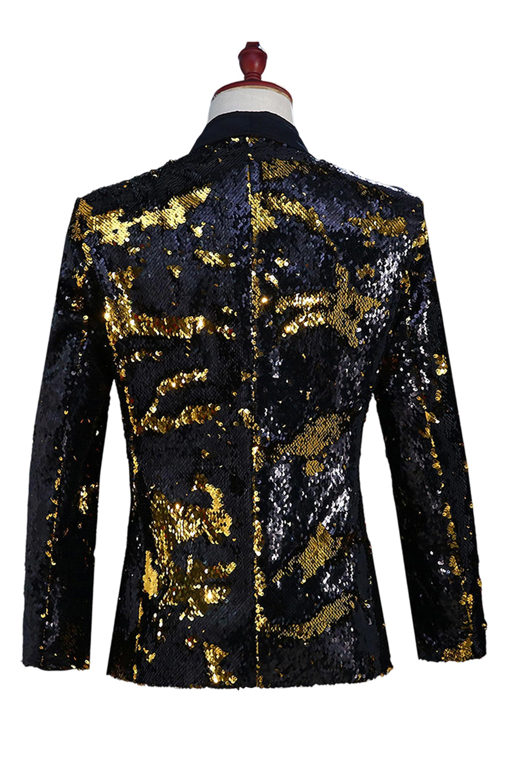 Sparkly Silver and Golden Shawl Lapel Sequins Men's Prom Blazer
