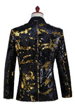 Sparkly Silver and Golden Shawl Lapel Sequins Men's Prom Blazer