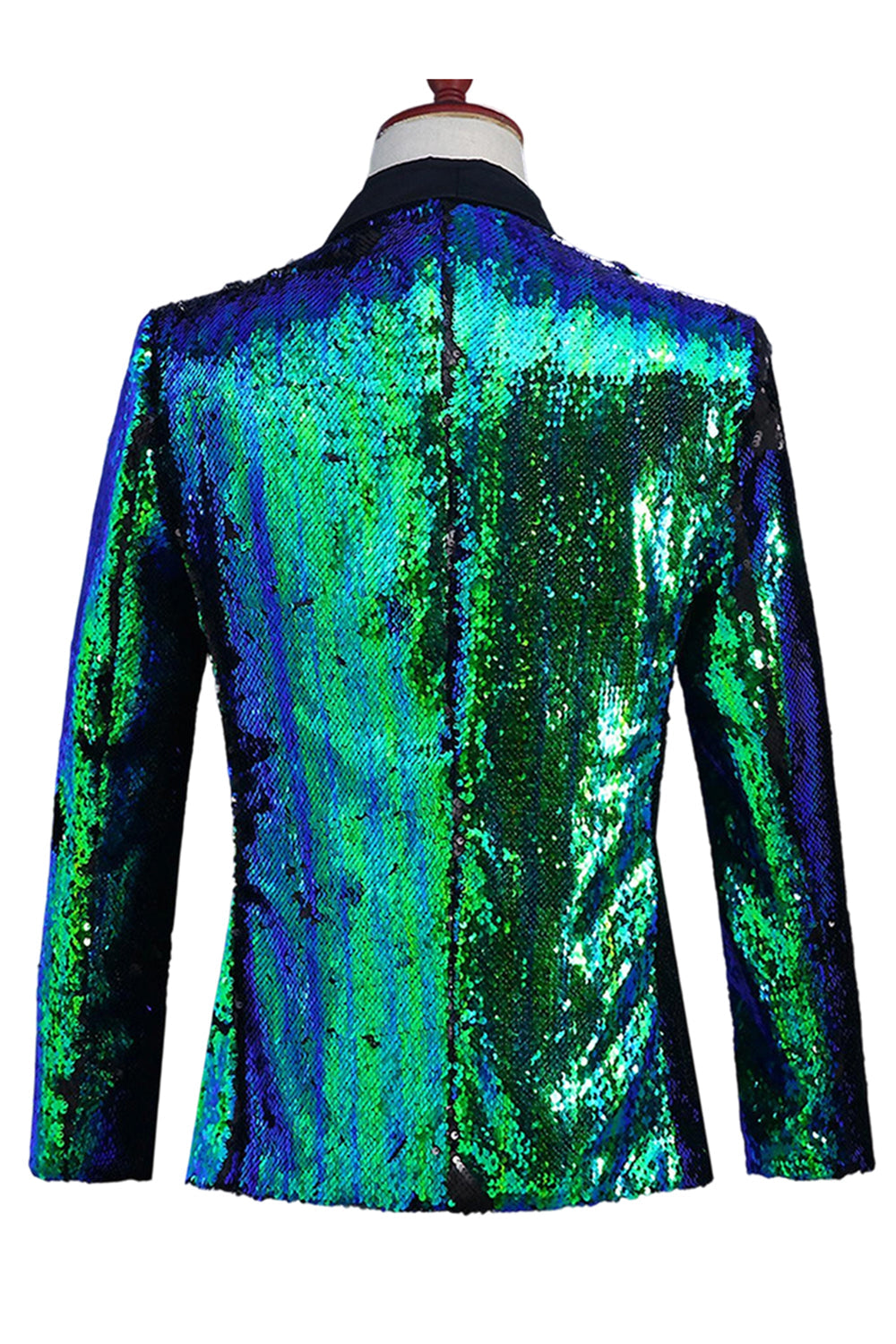 Sparkly Silver and Golden Shawl Lapel Sequins Men's Prom Blazer