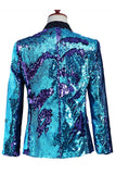Sparkly Silver and Golden Shawl Lapel Sequins Men's Prom Blazer