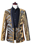 Sparkly Silver and Golden Shawl Lapel Sequins Men's Prom Blazer