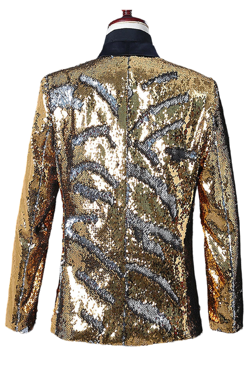 Sparkly Silver and Golden Shawl Lapel Sequins Men's Prom Blazer