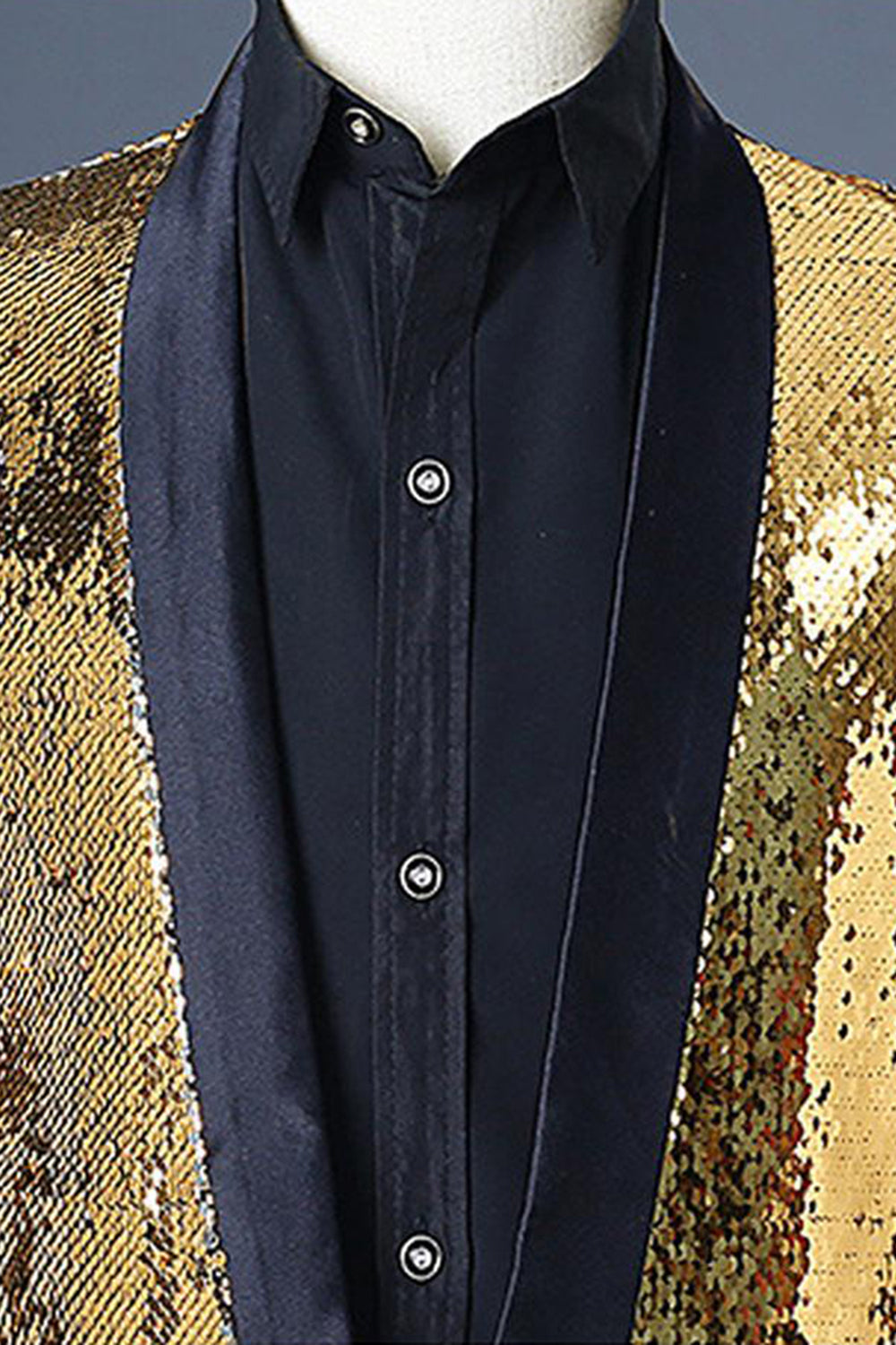 Sparkly Silver and Golden Shawl Lapel Sequins Men's Prom Blazer