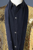 Sparkly Silver and Golden Shawl Lapel Sequins Men's Prom Blazer