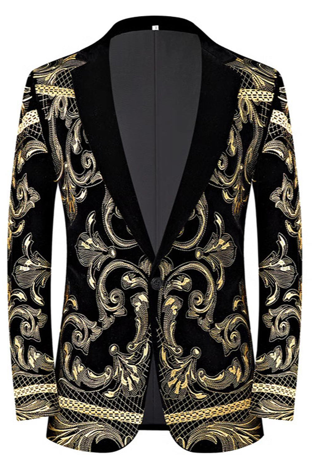 Golden Jacquard 2 Piece Notched Lapel Men's Prom Suits
