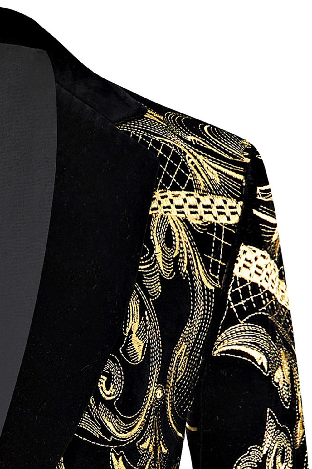 Golden Jacquard 2 Piece Notched Lapel Men's Prom Suits