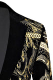 Golden Jacquard 2 Piece Notched Lapel Men's Prom Suits