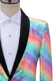 Sparkly Rainbow Sequins Shawl Lapel Men's Prom Blazer