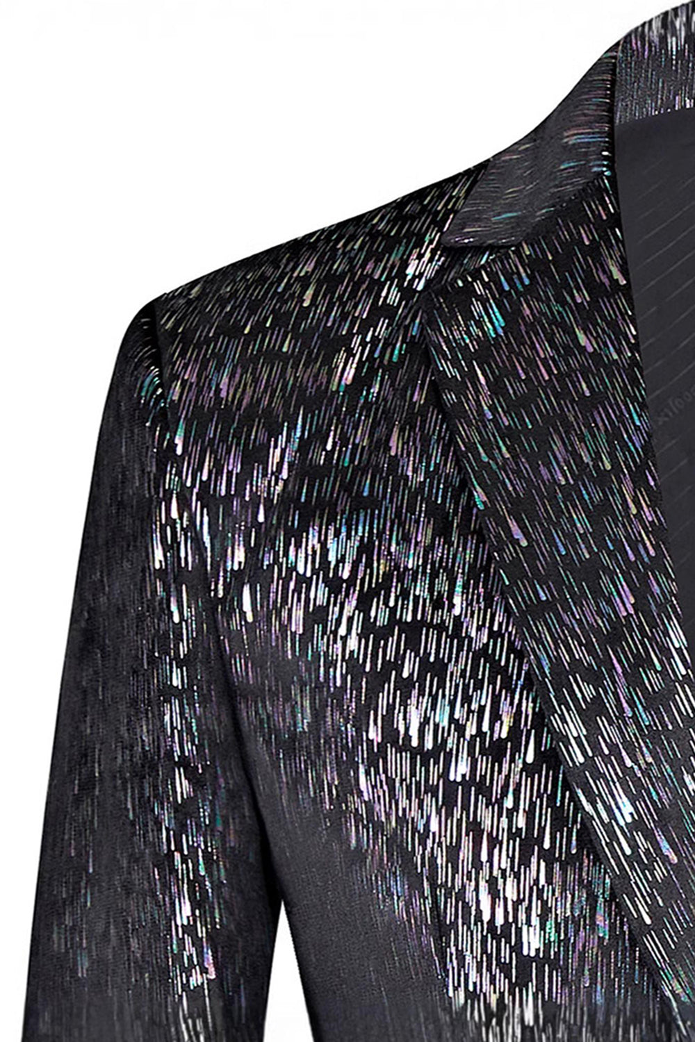 Sparkly Black Floral Notched Lapel 2 Piece Men's Prom Suits