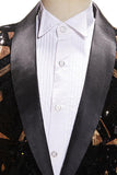 Sparkly Black and Golden Sequins Shawl Lapel Men's Prom Blazer