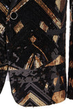 Sparkly Black and Golden Sequins Shawl Lapel Men's Prom Blazer