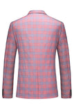 Pink Plaid Notched Lapel One Button 3 Piece Men's Prom Suits