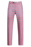Pink Plaid Notched Lapel One Button 3 Piece Men's Prom Suits