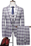 Purple Plaid 3 Pieces Notched Lapel Men's Prom Suits