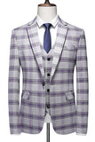 Purple Plaid 3 Pieces Notched Lapel Men's Prom Suits