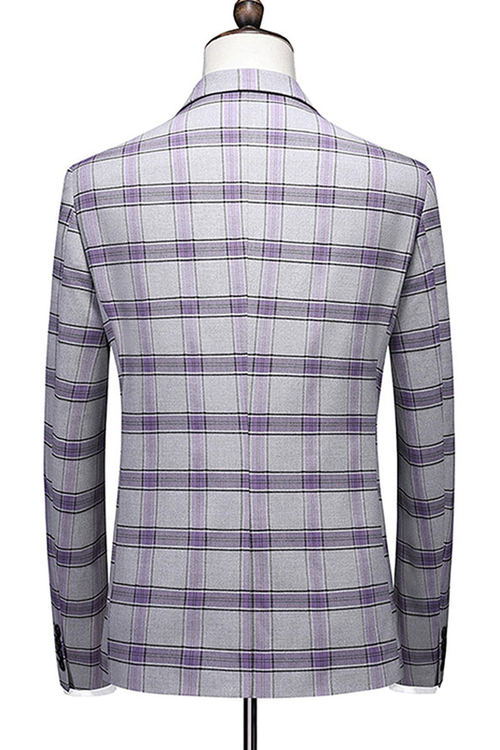 Purple Plaid 3 Pieces Notched Lapel Men's Prom Suits