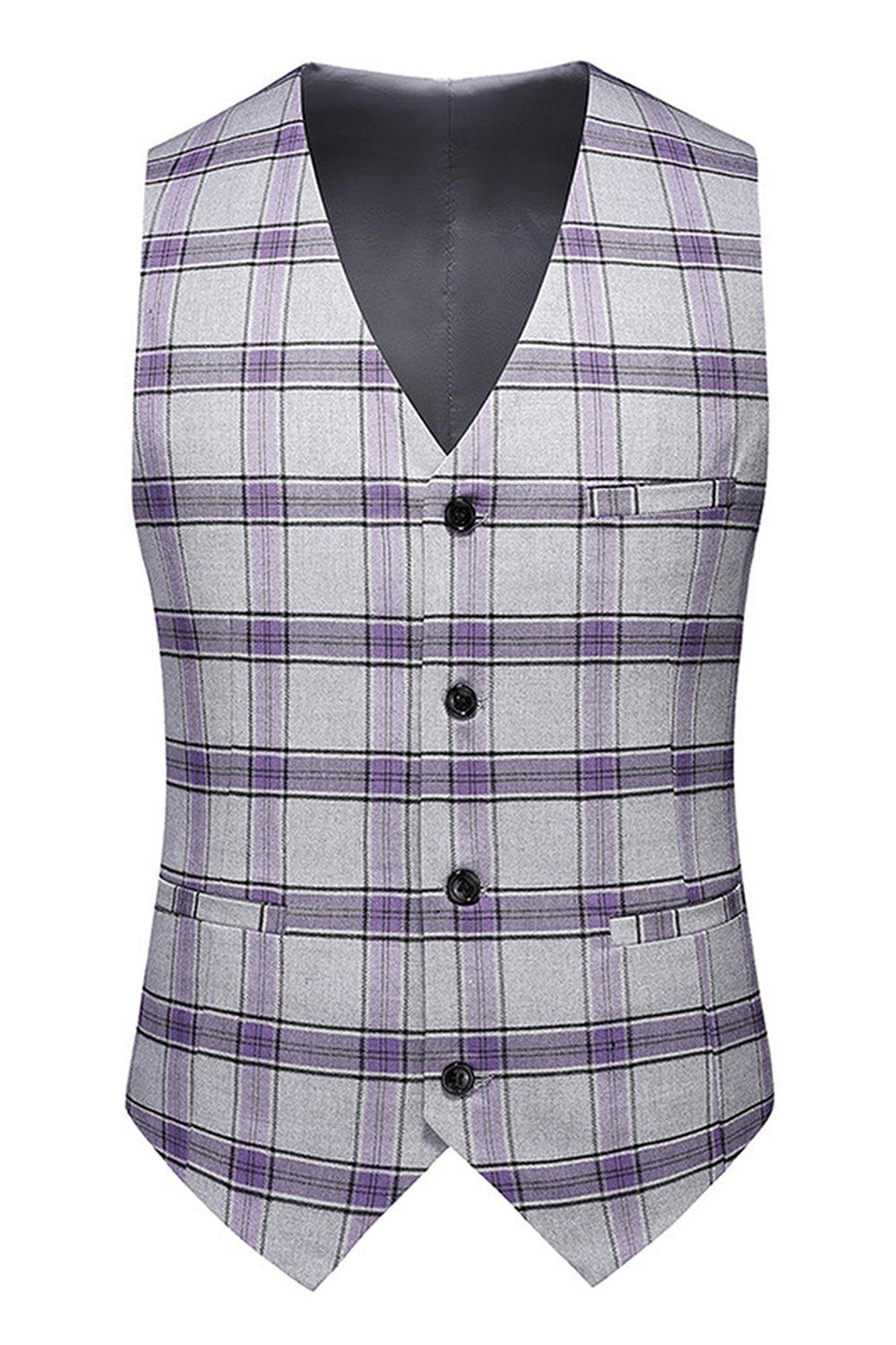 Purple Plaid 3 Pieces Notched Lapel Men's Prom Suits