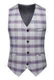 Purple Plaid 3 Pieces Notched Lapel Men's Prom Suits