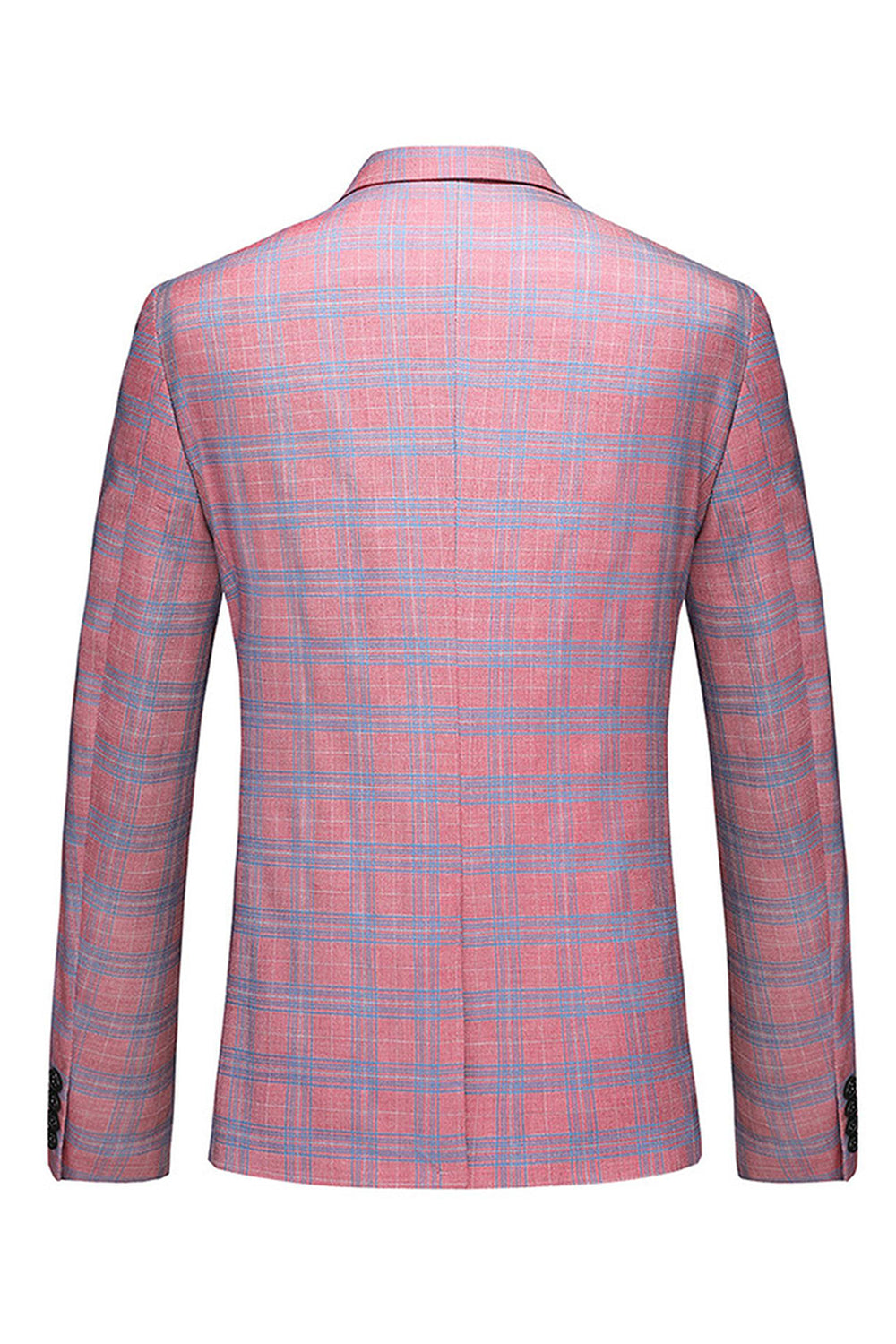 Pink Plaid Peak Lapel 2 Pieces Men's Prom Suits